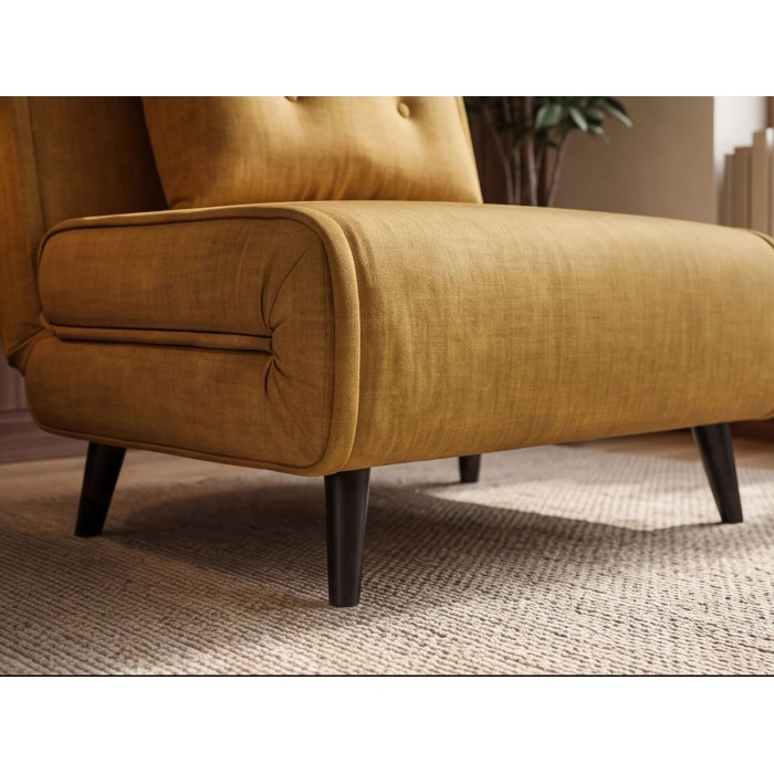 Zoom sur le bas du fauteuil PRESTO jaune moutarde convertible