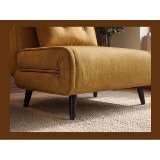 Zoom sur le bas du fauteuil PRESTO jaune moutarde convertible