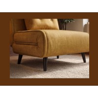 Zoom sur le bas du fauteuil PRESTO jaune moutarde convertible