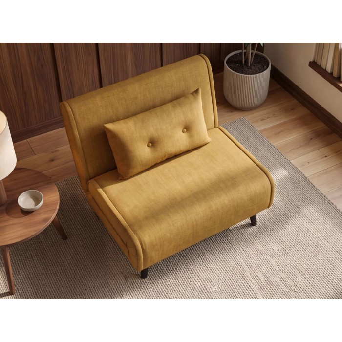 Fauteuil PRESTO jaune moutarde convertible vu de haut