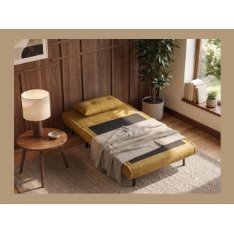 Fauteuil PRESTO jaune moutarde convertible en mode lit