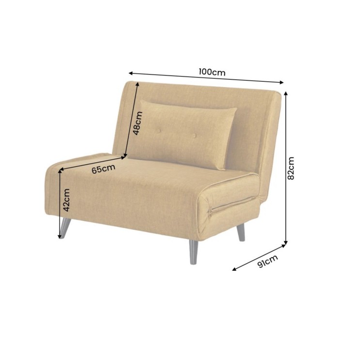 Fauteuil PRESTO jaune moutarde convertible dimensions