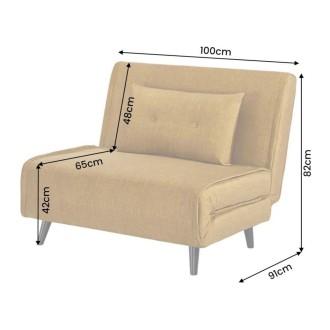 Fauteuil PRESTO jaune moutarde convertible dimensions