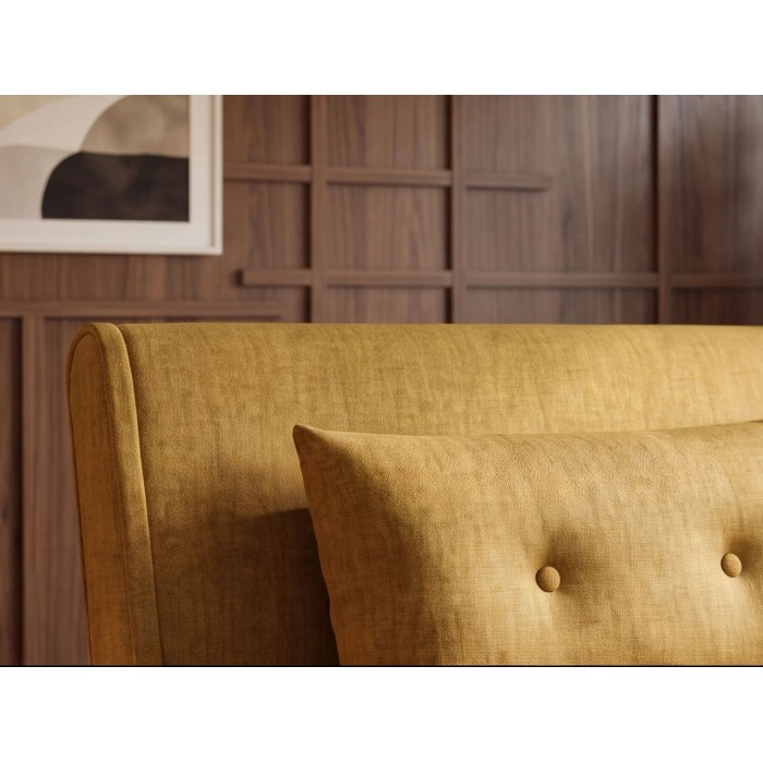 Zoom sur le dossier du fauteuil PRESTO jaune moutarde convertible
