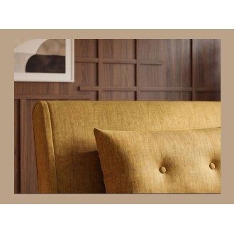 Zoom sur le dossier du fauteuil PRESTO jaune moutarde convertible