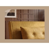 Zoom sur le dossier du fauteuil PRESTO jaune moutarde convertible