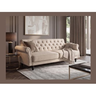 Canapé MILES 3 places beige champagne convertible en situation