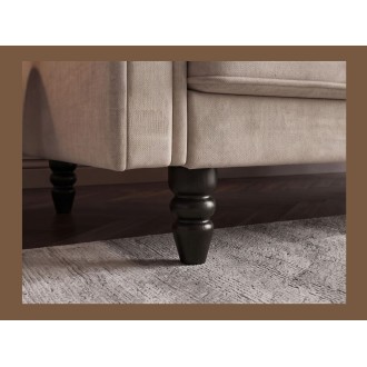 Zoom sur l'un des pieds du canapé MILES 3 places beige champagne convertible