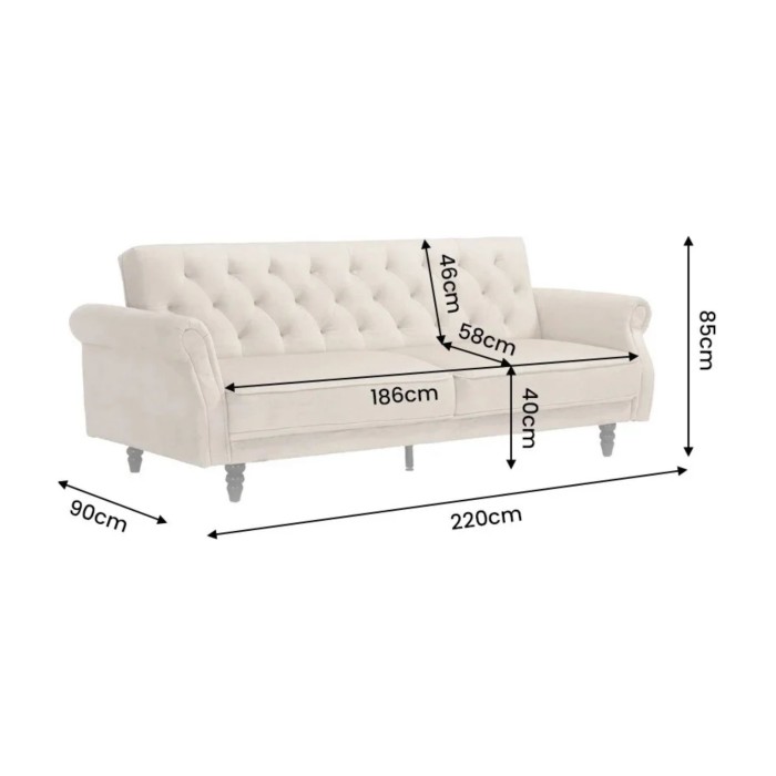 Canapé MILES 3 places beige champagne convertible dimensions