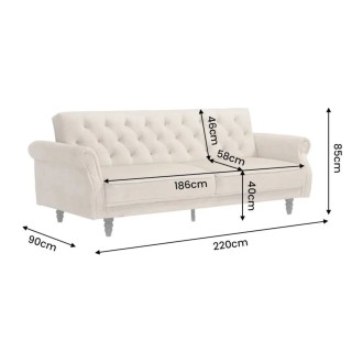 Canapé MILES 3 places beige champagne convertible dimensions