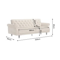Canapé MILES 3 places beige champagne convertible dimensions