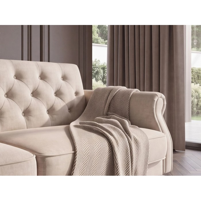 Zoom sur le côté du canapé MILES 3 places beige champagne convertible