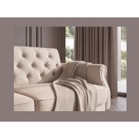 Zoom sur le côté du canapé MILES 3 places beige champagne convertible
