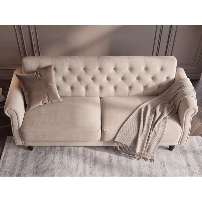 Canapé MILES 3 places beige champagne convertible vu de haut
