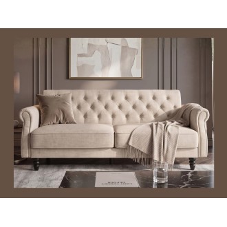 Canapé MILES 3 places beige champagne convertible vu de face