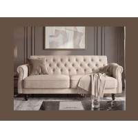 Canapé MILES 3 places beige champagne convertible vu de face