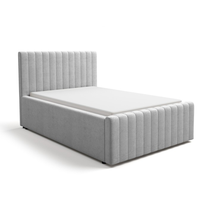 Bett mit Bettkasten ELORIA 120x200 hellgrau mit Lattenrost zum Anheben