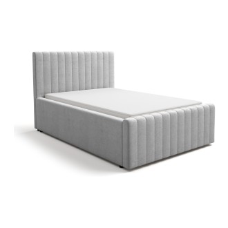 Bett mit Bettkasten ELORIA 120x200 hellgrau mit Lattenrost zum Anheben