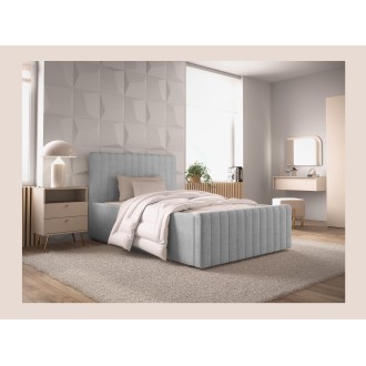 Bett mit Bettkasten ELORIA 120x200 hellgrau mit Lattenrost zum Anheben