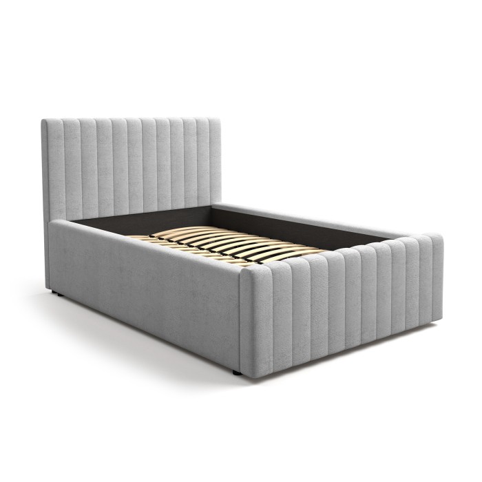 Bett mit Bettkasten ELORIA 120x200 hellgrau mit Lattenrost zum Anheben