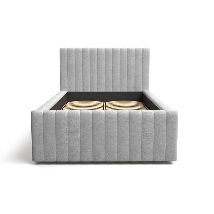 Bett mit Bettkasten ELORIA 120x200 hellgrau mit Lattenrost zum Anheben