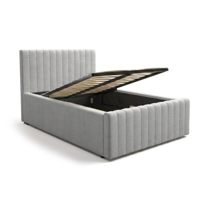 Bett mit Bettkasten ELORIA 120x200 hellgrau mit Lattenrost zum Anheben