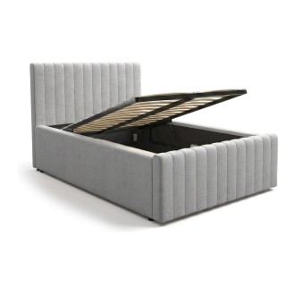 Bett mit Bettkasten ELORIA 120x200 hellgrau mit Lattenrost zum Anheben