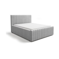 Lit double ELORIA 140x200 gris clair avec tête de lit capitonnée