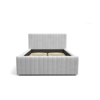 Lit ELORIA 140x200 gris clair avec tête de lit capitonnée et sommier inclus