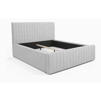 Lit double ELORIA 160x200 gris clair avec tête de lit capitonnée