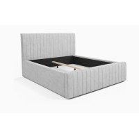 Lit double ELORIA 160x200 gris clair avec tête de lit capitonnée