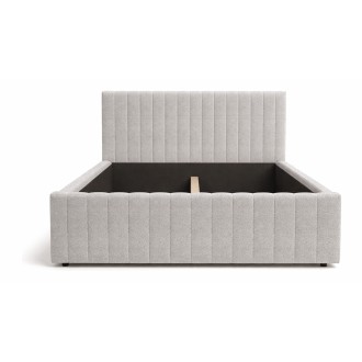 Lit double ELORIA 160x200 gris clair avec tête de lit capitonnée