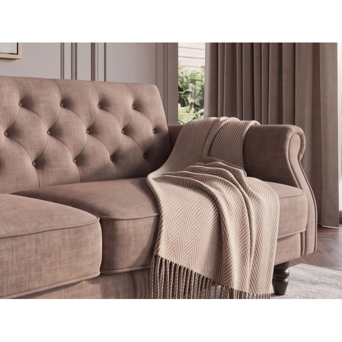 Zoom sur le dossier du canapé MILES 3 places beige foncé convertible