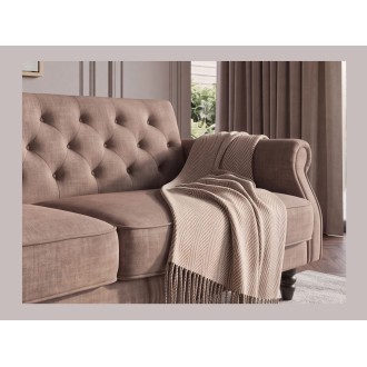 Zoom sur le dossier du canapé MILES 3 places beige foncé convertible