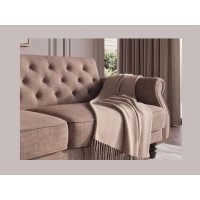 Zoom sur le dossier du canapé MILES 3 places beige foncé convertible