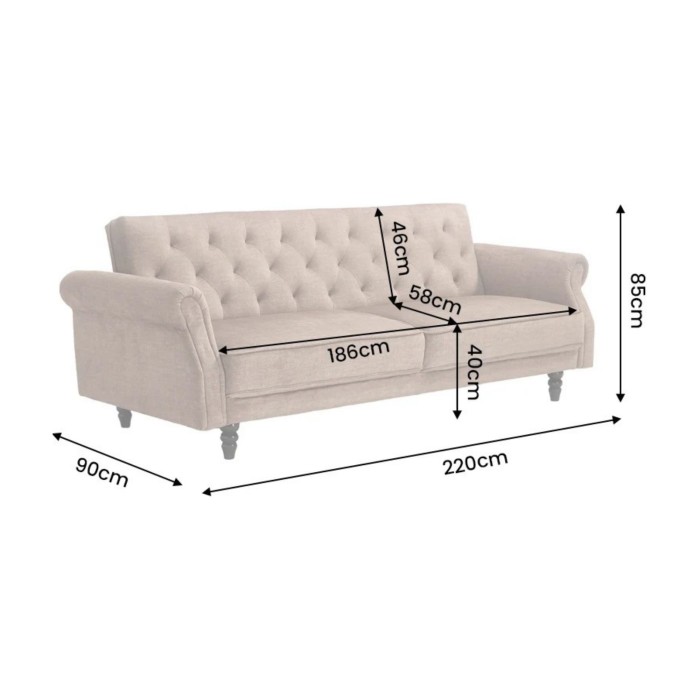 Canapé MILES 3 places beige foncé convertible dimensions