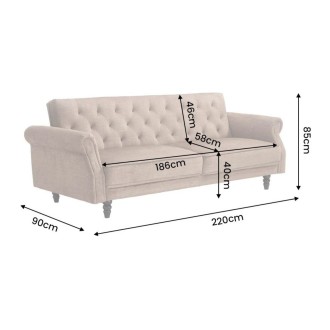 Canapé MILES 3 places beige foncé convertible dimensions