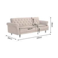 Canapé MILES 3 places beige foncé convertible dimensions