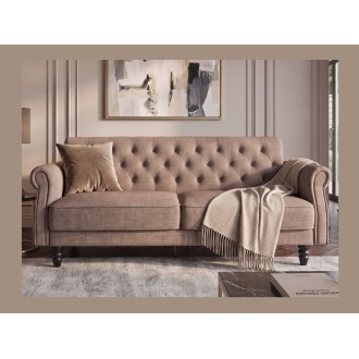 Canapé MILES 3 places beige foncé convertible vu de face
