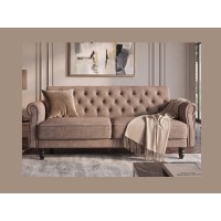 Canapé MILES 3 places beige foncé convertible vu de face