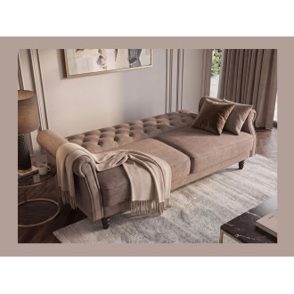 Canapé MILES 3 places beige foncé convertible en mode lit