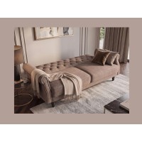 Canapé MILES 3 places beige foncé convertible en mode lit