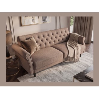 Canapé MILES 3 places beige foncé convertible mis en situation