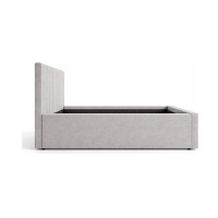Lit ELORIA 160x200 gris clair avec tête de lit capitonnée et sommier inclus