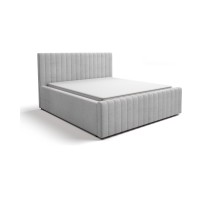 Lit ELORIA 160x200 gris clair avec tête de lit capitonnée et sommier inclus