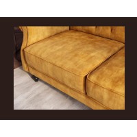 Zoom sur l'assise du canapé MILES 3 places jaune moutarde convertible