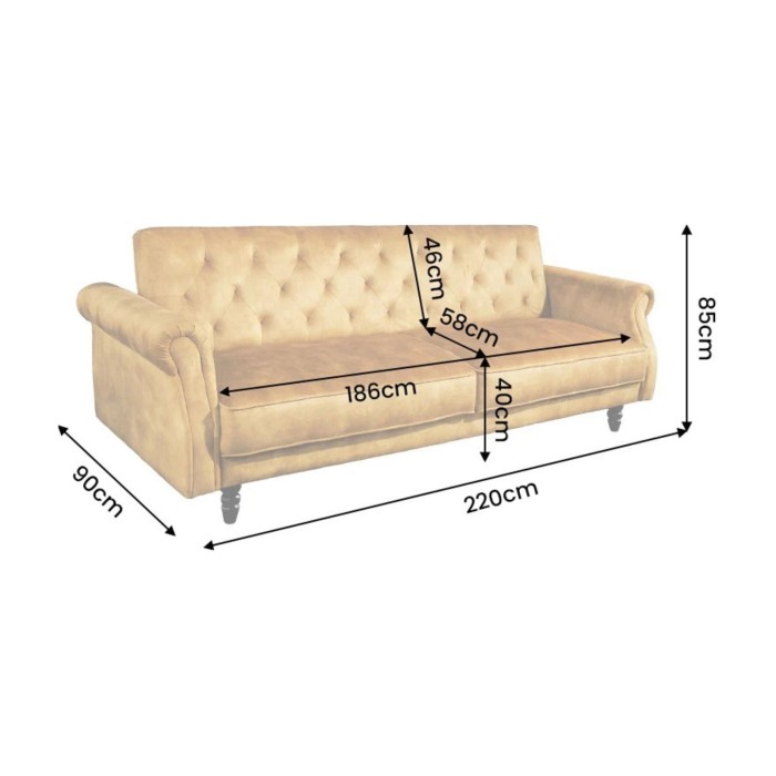 Canapé MILES 3 places jaune moutarde convertible dimensions