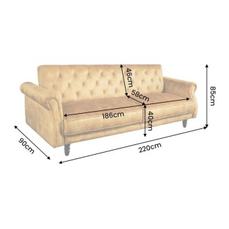 Canapé MILES 3 places jaune moutarde convertible dimensions