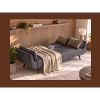 Canapé DANNA 3 place gris foncé convertible en mode lit avec des accessoires