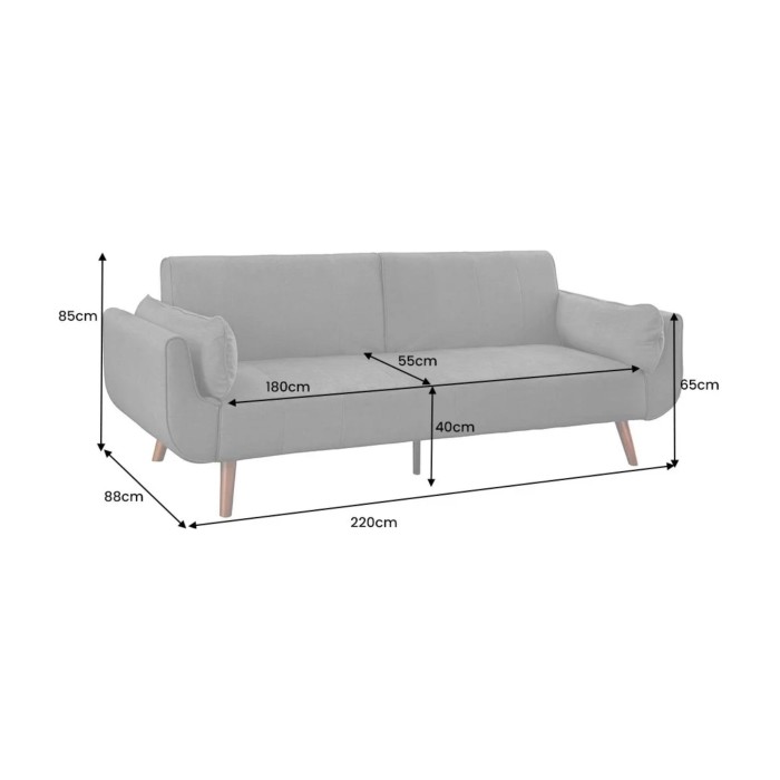Canapé DANNA 3 place gris foncé convertible dimensions
